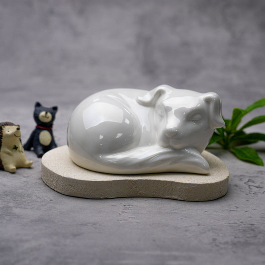 Personalized Dog-Shaped Cremation Urn with Paw Print