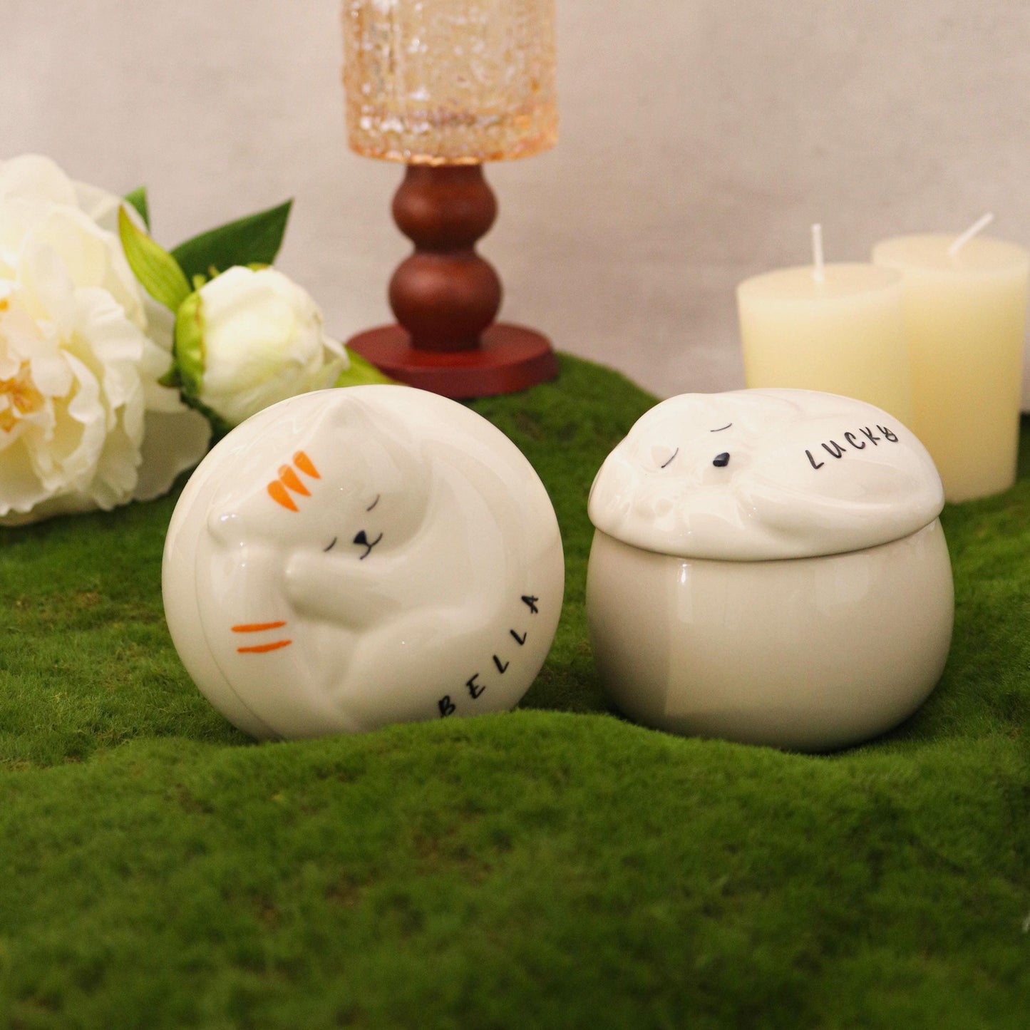 Ceramic Cat Dog Ashes Keepsake