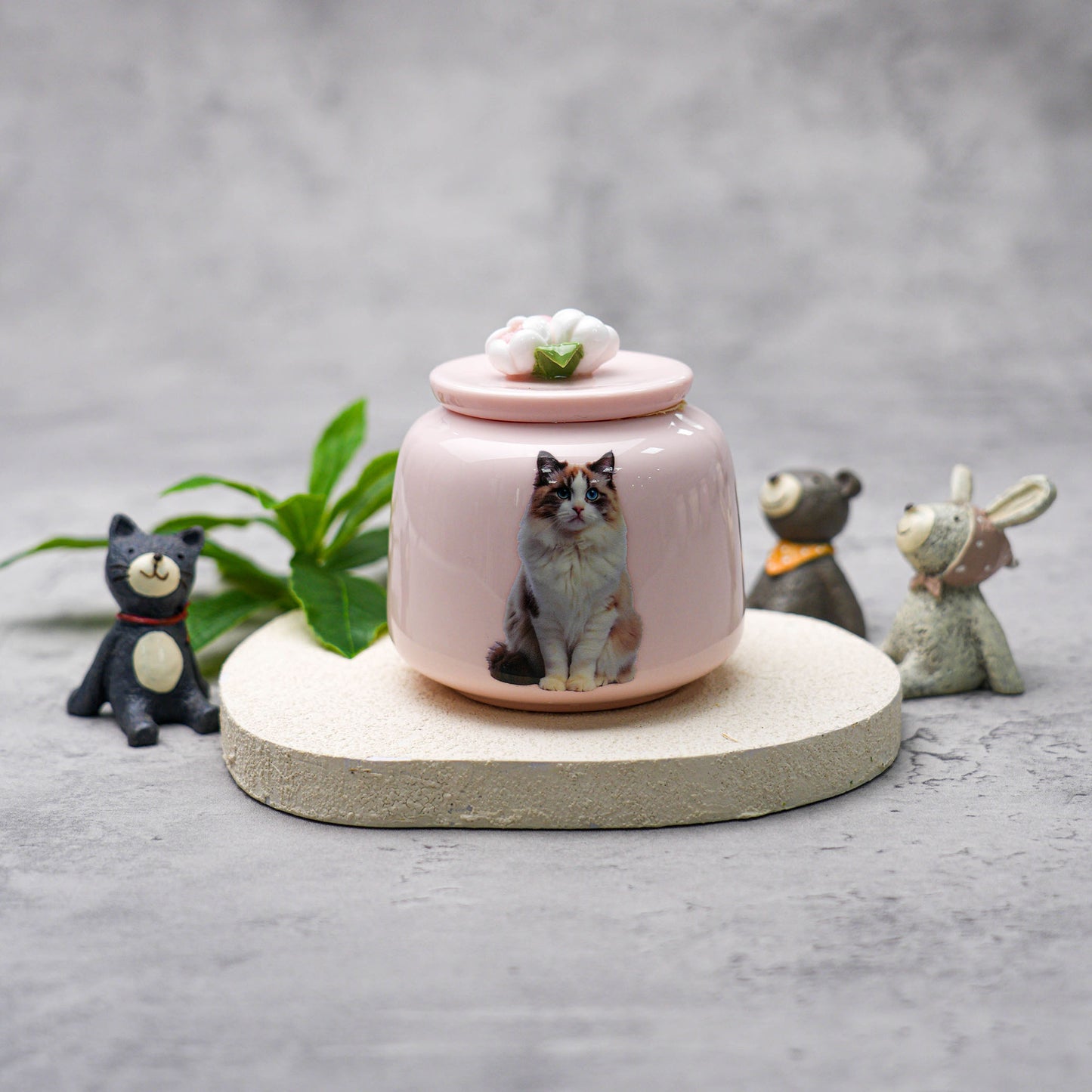 Ceramic Petal-Covered Cremation Urn