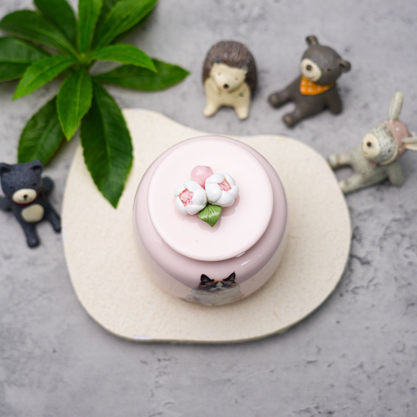 Ceramic Petal-Covered Cremation Urn