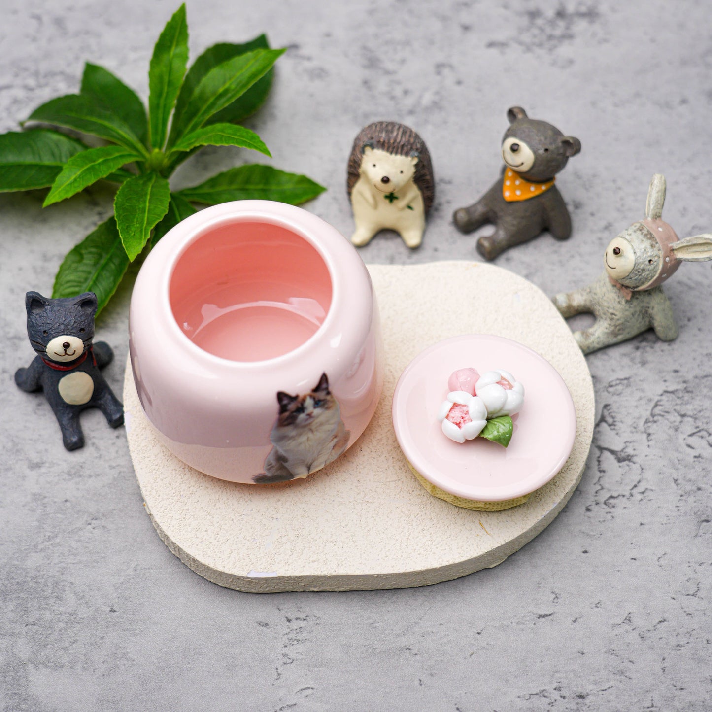 Ceramic Petal-Covered Cremation Urn