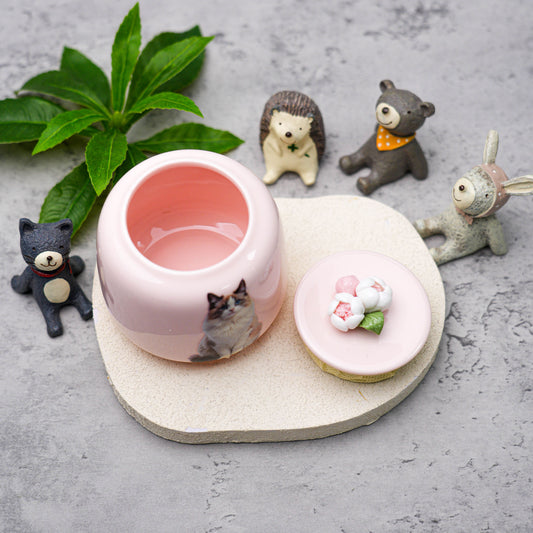 Ceramic Petal-Covered Cremation Urn