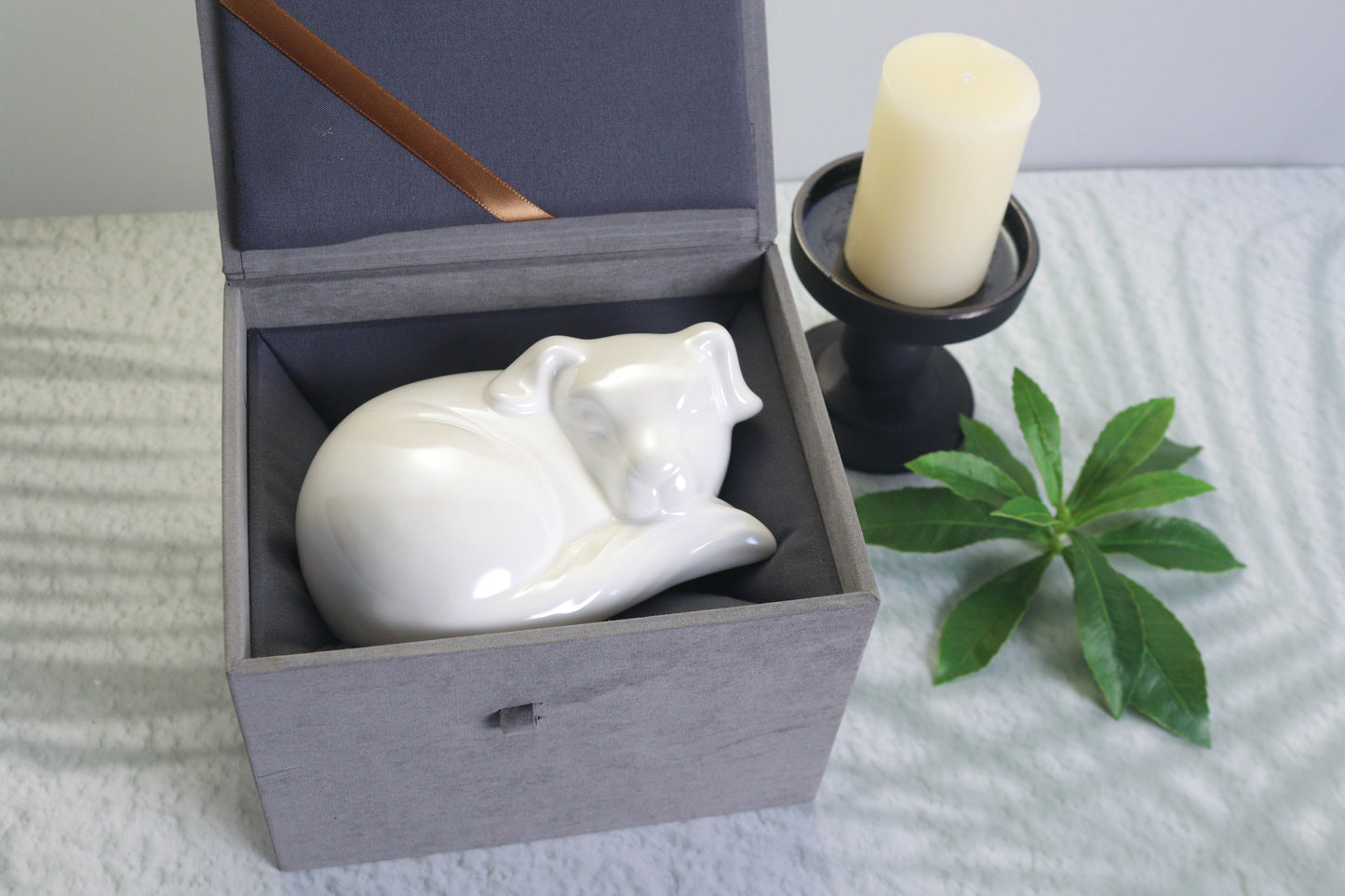 Personalized Dog-Shaped Cremation Urn with Paw Print