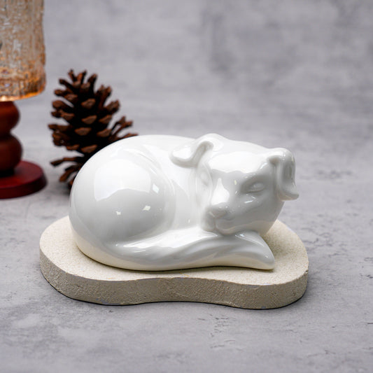 Personalized Dog-Shaped Cremation Urn with Paw Print