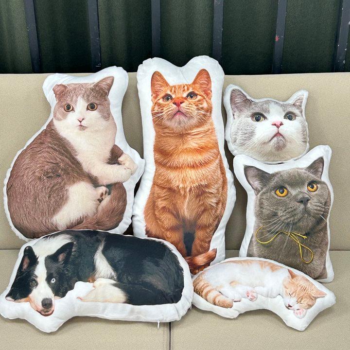 Personalized 3D cat dog portrait pillows