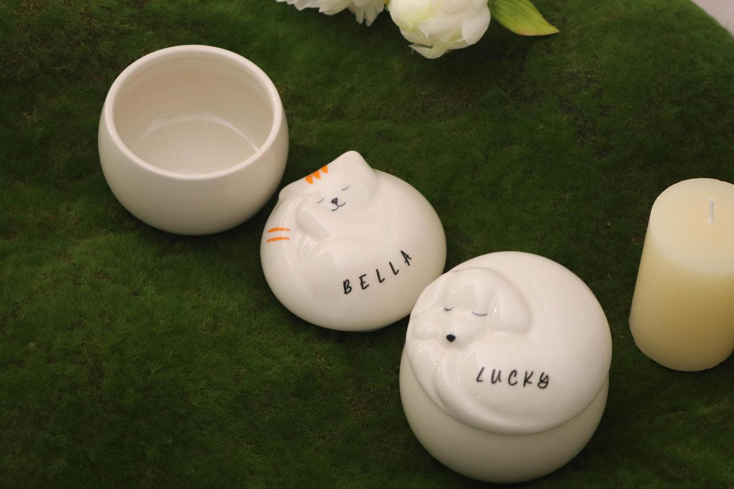 Ceramic Cat Dog Ashes Keepsake