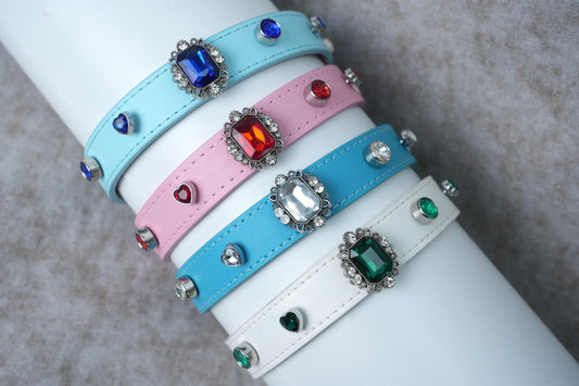 Custom Rhinestone PU Leather Pet Collar: Personalized Diamond Dog Cat Collar