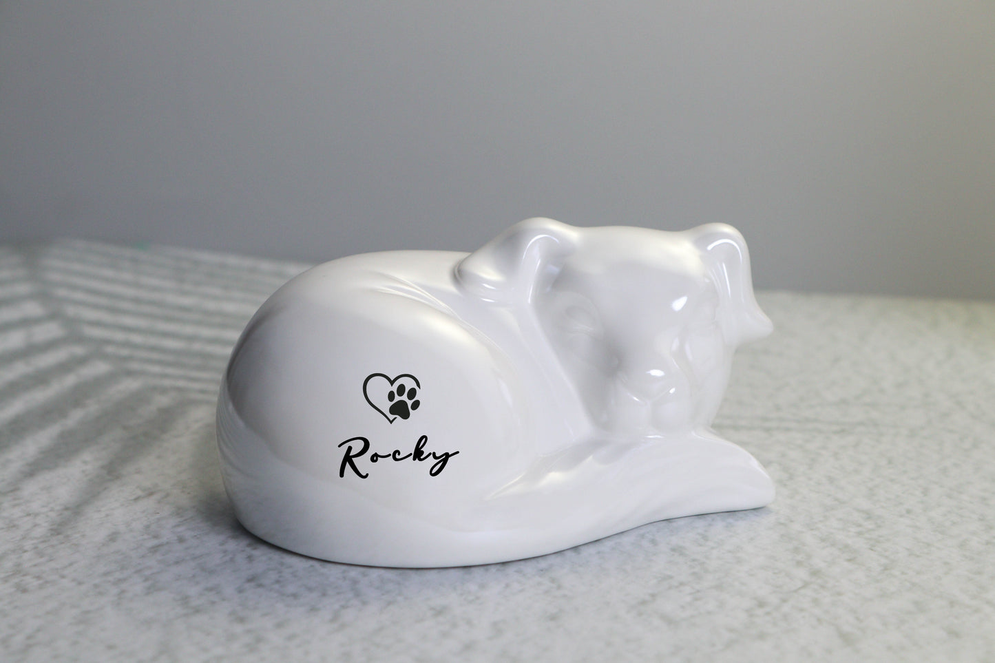 Personalized Dog-Shaped Cremation Urn with Paw Print