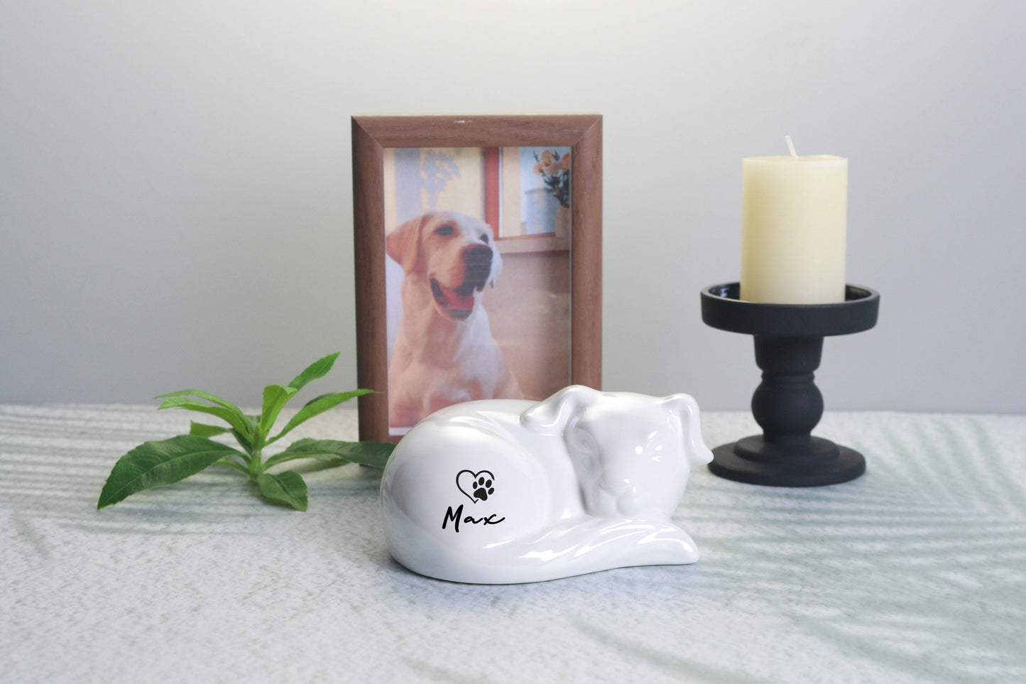 Personalized Dog-Shaped Cremation Urn with Paw Print